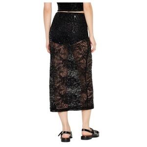 Fun Black Lace Midi Skirt